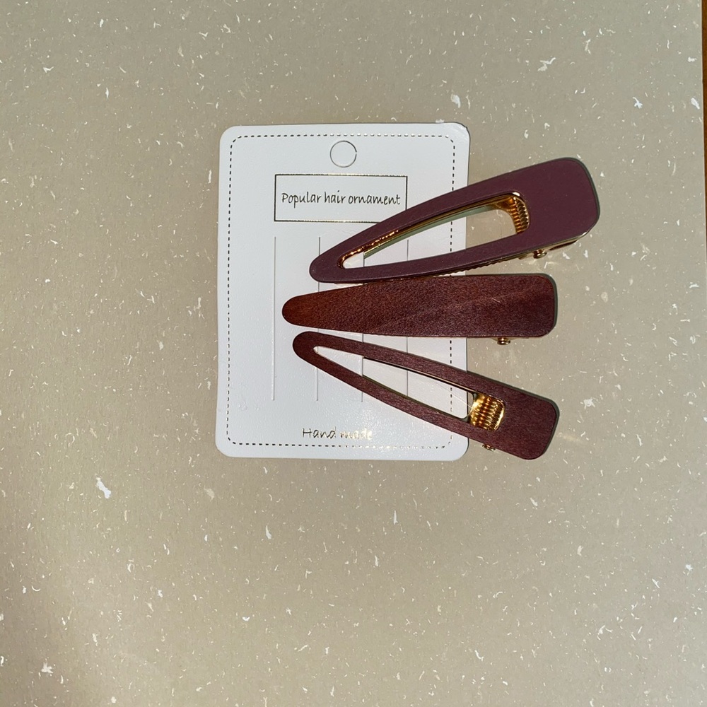 Handmade Wooden Hair Clips - set of three